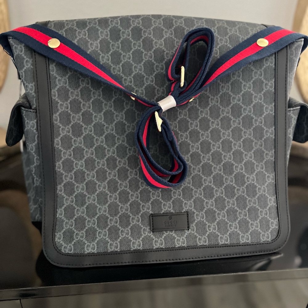 Gucci Gray GG Supreme Diaper Bag